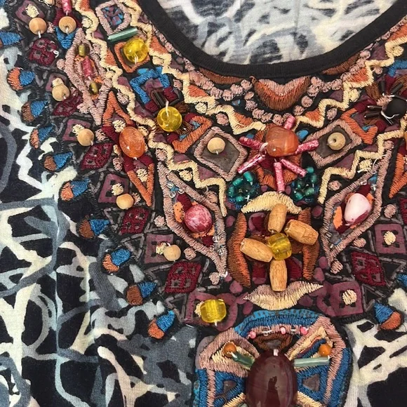 Chaudry KC Colorful Beaded Top Size Small - Picture 2 of 6